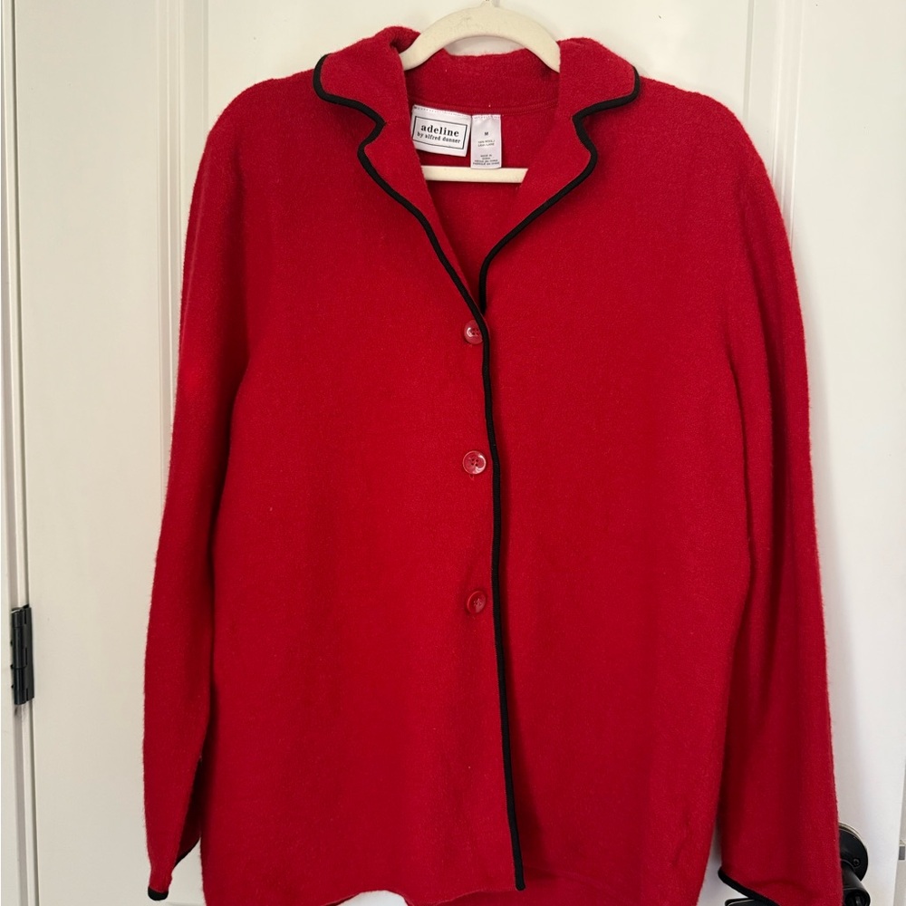 Adeline by Alfred Dunner Vintage Red 100% Wool Cardigan